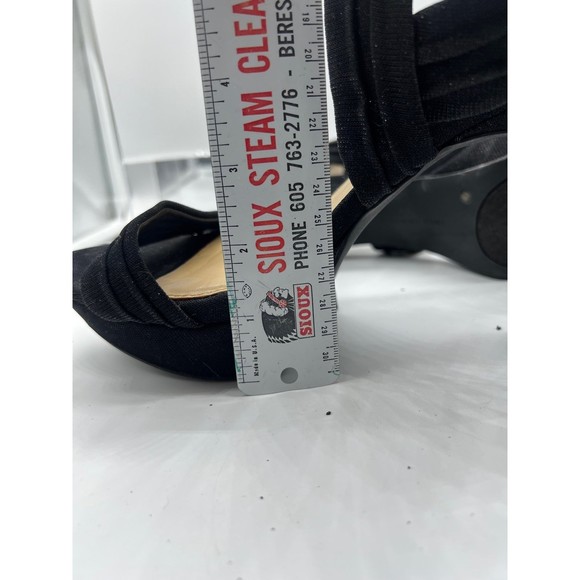 9.5 Gianni Bini Black Glittery Strap Sandal 4” High Heel Open Toe Platform Sling - Picture 6 of 7